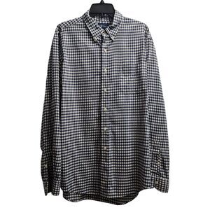 Ralph Lauren Custom Fit Navy Gingham Check Button-Down Shirt XL‎ Classic Preppy